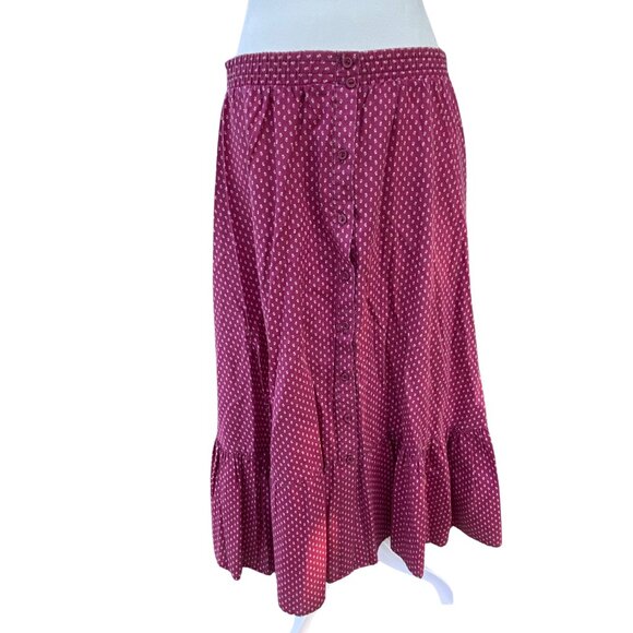 Fritzi Skirts Vtg Magenta Floral Pattern Buttondown Maxi Skirt Sz M